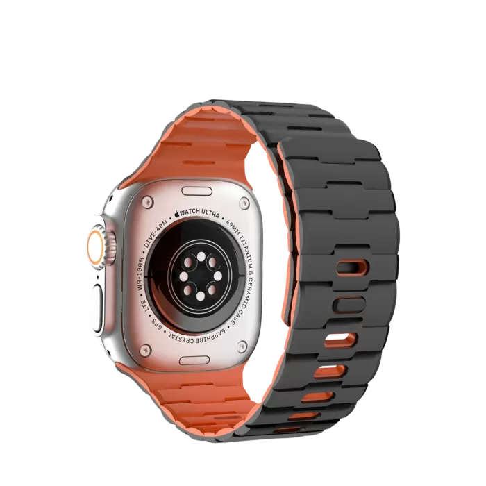 Newface Apple Watch Ultra 49mm Wowen Kordon - Siyah-Turuncu