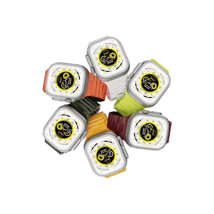 Newface Apple Watch Ultra 49mm Wowen Kordon - Siyah-Turuncu