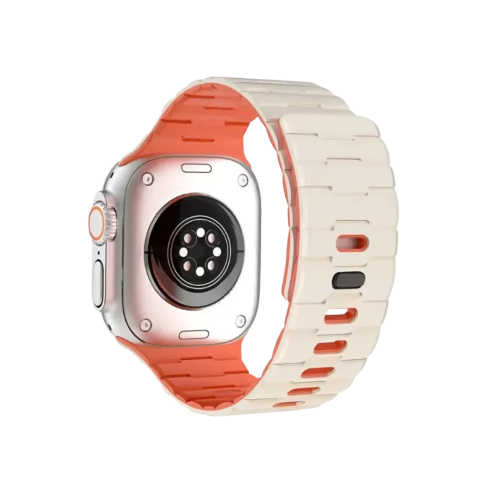 Newface Apple Watch Ultra 49mm Wowen Kordon - Beyaz-Turuncu