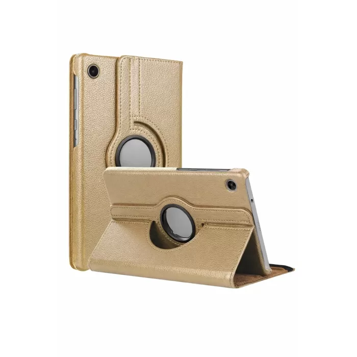 Newface Samsung Galaxy Tab A11 360 Tablet Deri Kılıf - Gold