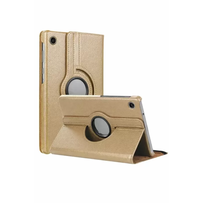 Newface Samsung Galaxy Tab A11 360 Tablet Deri Kılıf - Gold