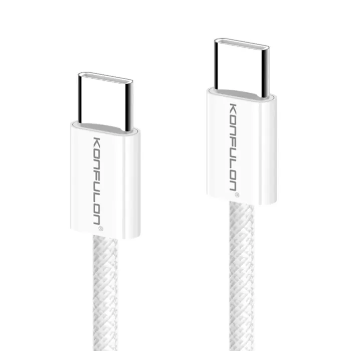 Konfulon DC130 2M 60W Type-C to Type-C Örgülü Hızlı Şarj Kablosu - Beyaz