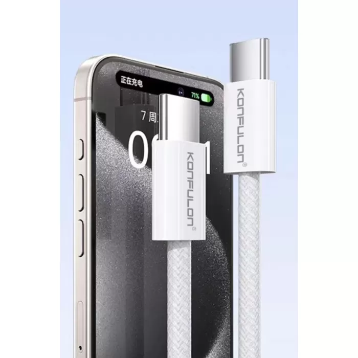 Konfulon DC130 2M 60W Type-C to Type-C Örgülü Hızlı Şarj Kablosu - Beyaz
