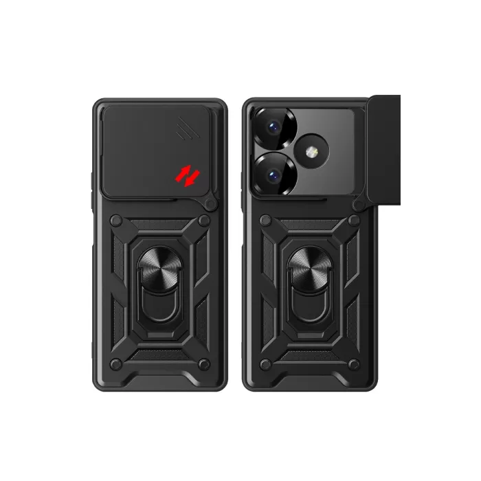 Newface Xiaomi Redmi 13 4G Kılıf Pars Lens Yüzüklü Silikon - Kırmızı