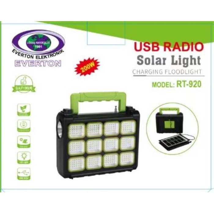 Everton Rt-920 Şarjlı 200w Solar Panelli Projektör (Radyolu)