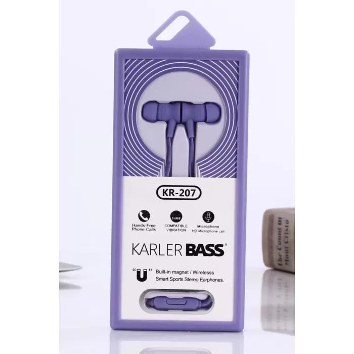 Karler Bass KR-207 Mıknatıslı Kablolu Kulaklık - Mor