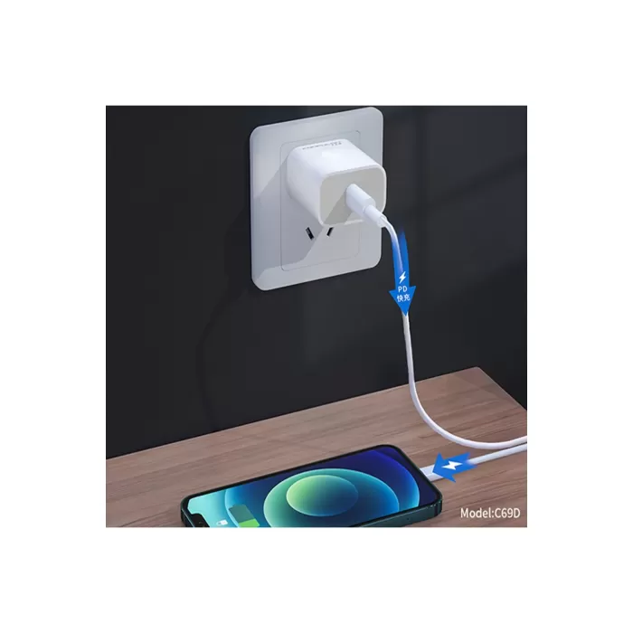 Konfulon C69D 20W + 1M 18W DC15 Type-C to Type-C Kablolu PD Şarj Cihazı