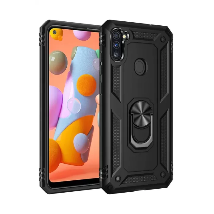 Newface Samsung Galaxy A11 Kılıf Sofya Yüzüklü Silikon Kapak - Siyah