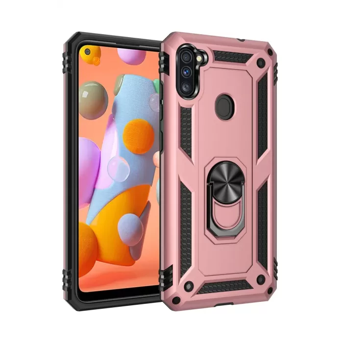 Newface Samsung Galaxy A11 Kılıf Sofya Yüzüklü Silikon Kapak - Rose