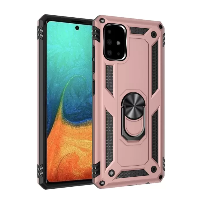 Newface Samsung Galaxy A71 Kılıf Sofya Yüzüklü Silikon Kapak - Rose