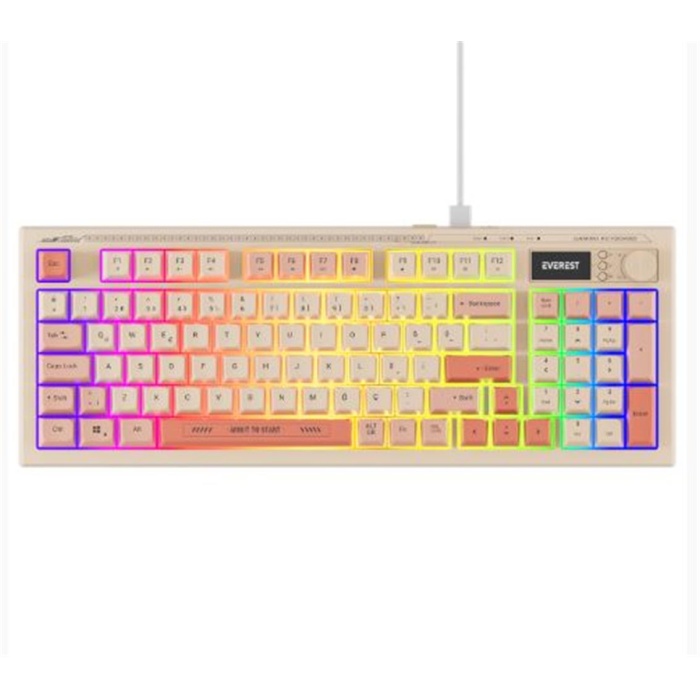 Everest KB-79 SILENT PRO Bej-Pembe-Turuncu SESSİZ RGB Q Membrane Oyuncu Klavyesi