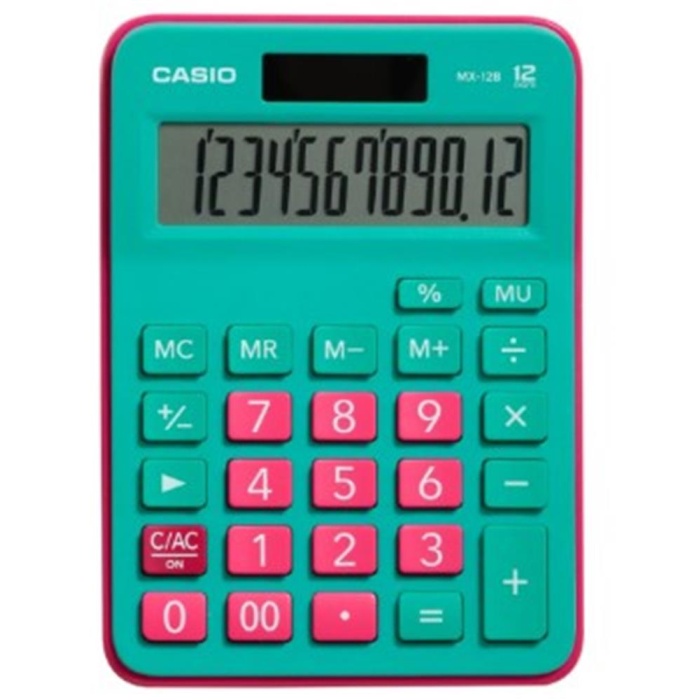 Casio MX-12B-GNRD Yeşil+Pembe 12 Hane Masa Üstü Hesap Makinesi