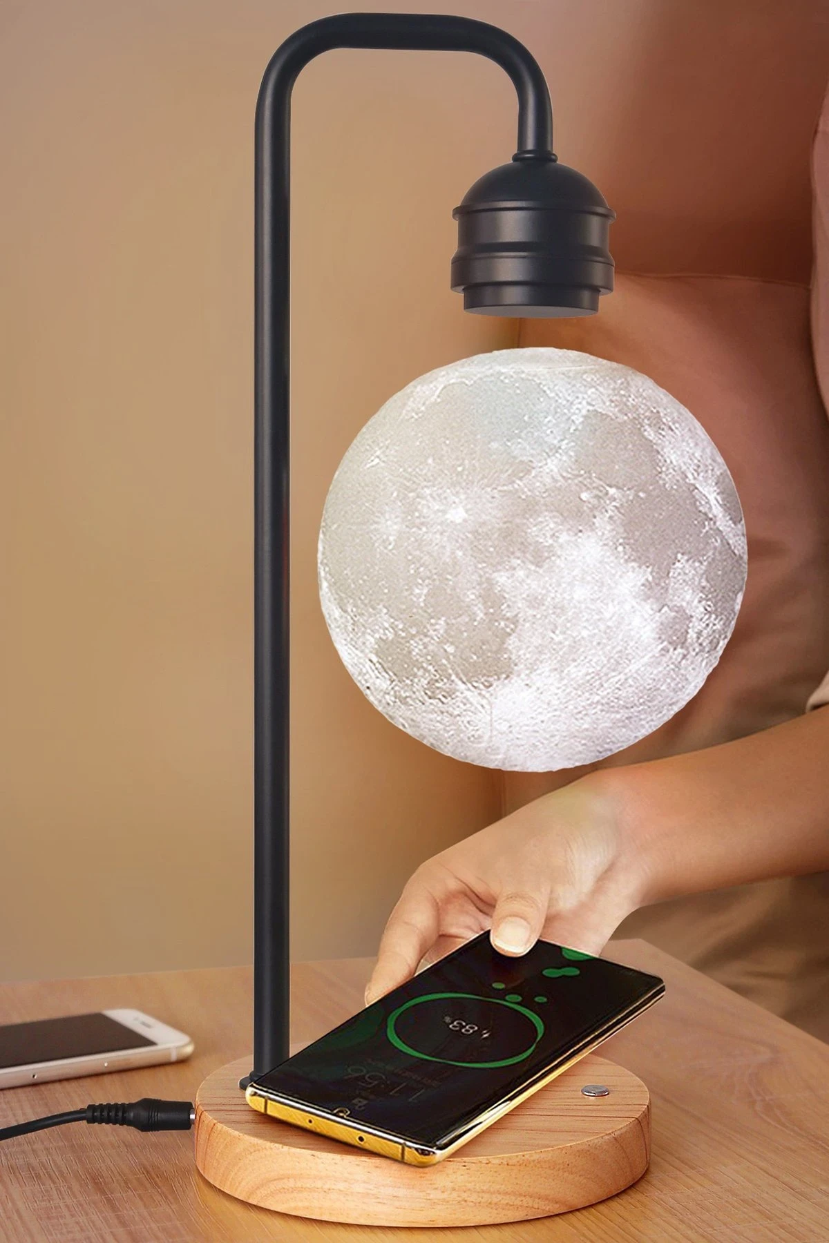 Newface XF02 Ay Görünümlü Kablosuz Şarj Özellikli Gece Lambası - Siyah