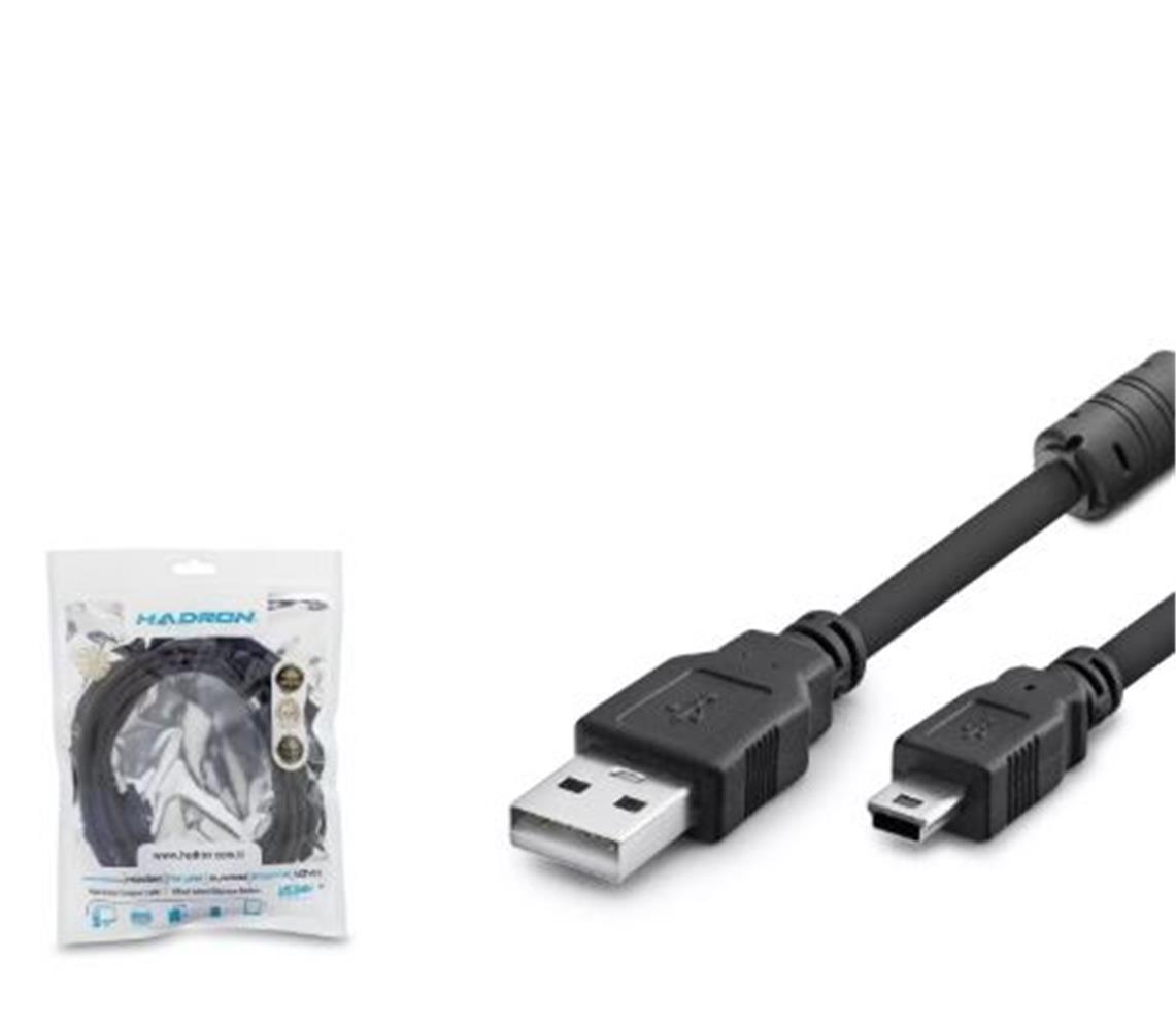 Hadron Hdx7523 Usb Mini V3-5Pin To Usb Kablo 3M Siyah