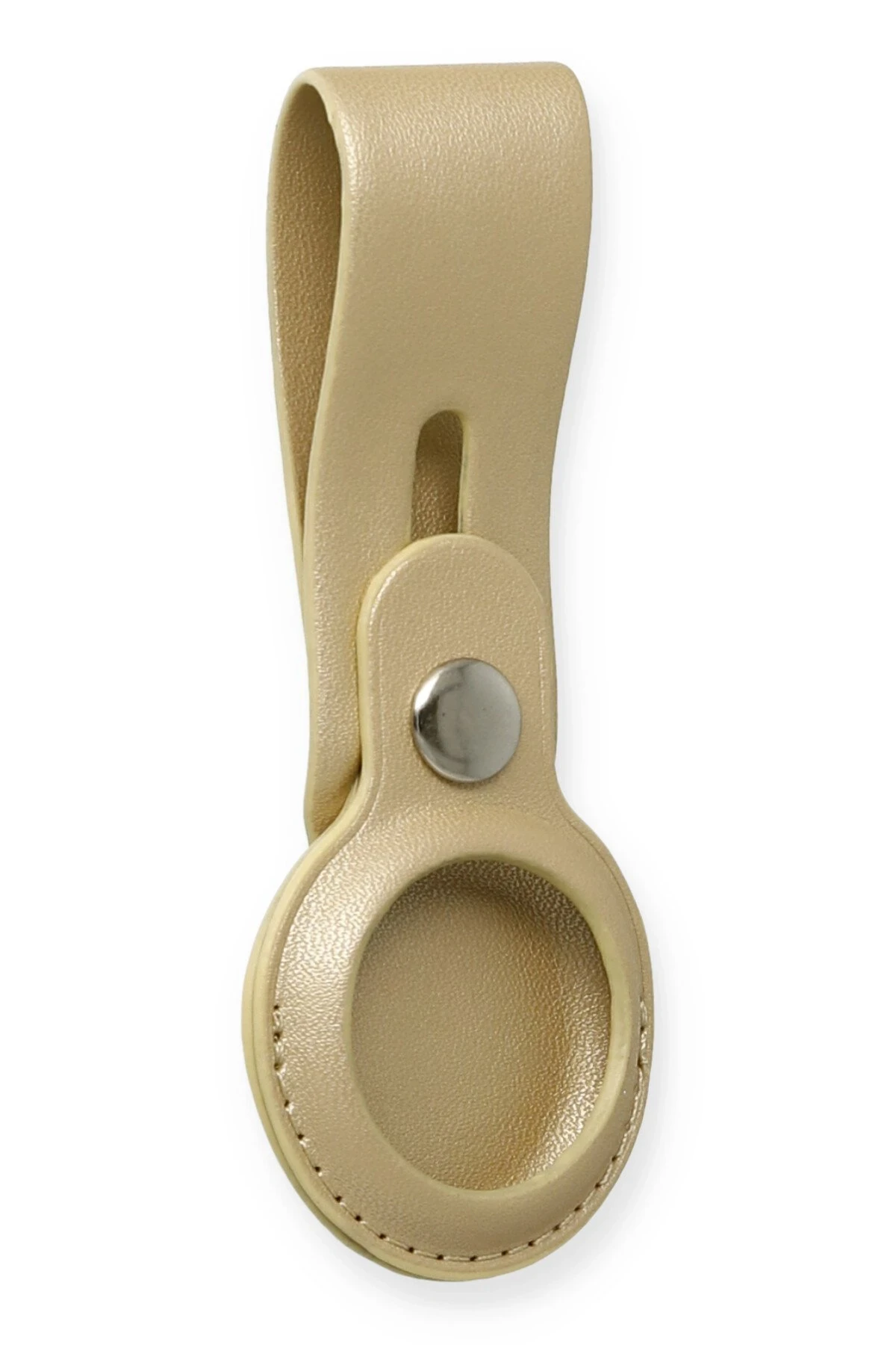 Newface Airtag Askılı Deri Kılıf - Gold