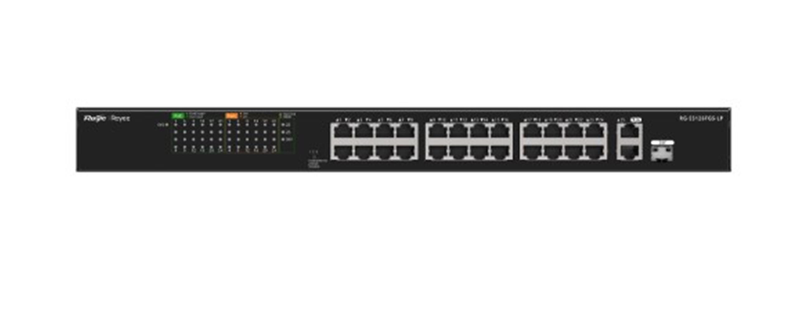 Ruijie-Reyee RG-ES126FGS-LP 24 Port Poe+ 10-100 Mbps + 2 Port 10-100-1000 Mbps Uplink + 1 Port SFP