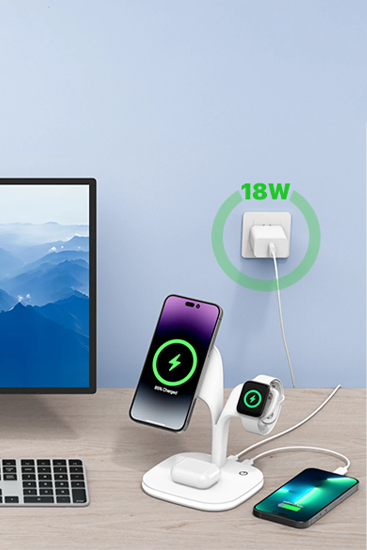 Newface YM-UD22 Kablosuz Şarj Masaüstü Set - Yeşil