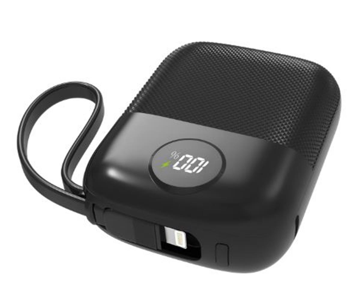 S-link MP110 10000mAh PD22.5W Type-C+Lightning Kablolu Siyah Pil Şarj Cihazı Powerbank