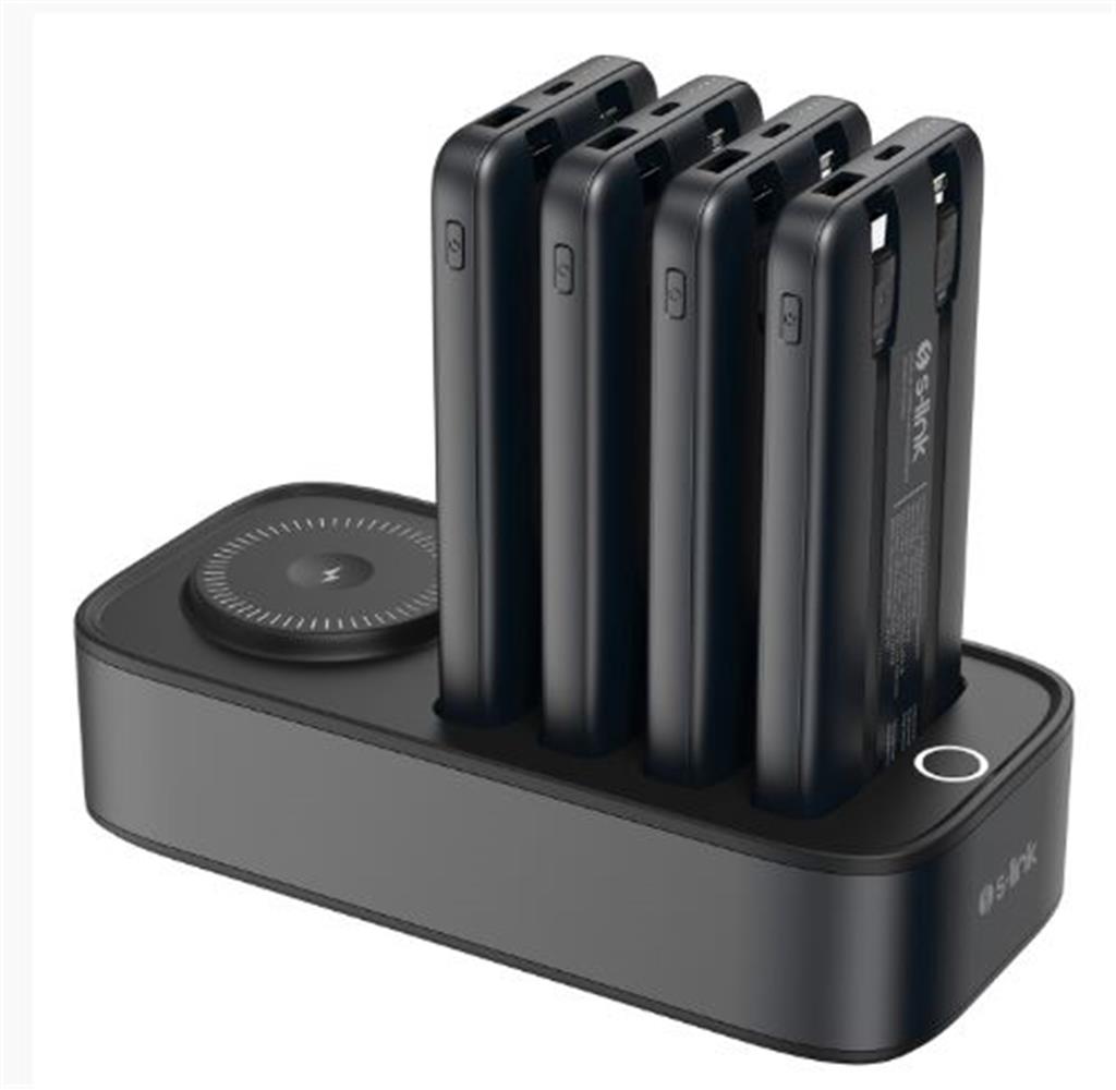 S-link IP-DS40 4 Adet 10000mAH Powerbank li 15W Kablosuz Şarj Siyah Taşınabilir Şarj İstasyonu