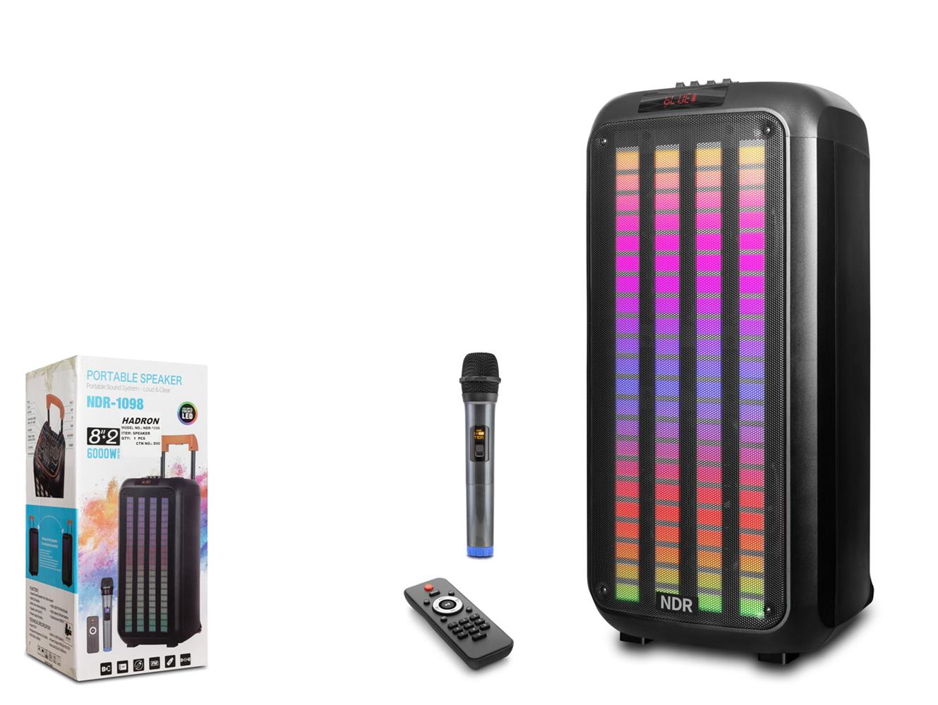 NDR1098 8" Uzaktan Kumandalı Mikrofonlu FM Bluetooth Müzik Çalar6000W Usb-TfCard