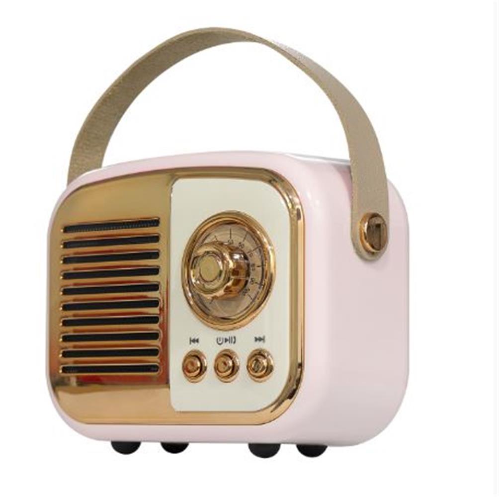 Mikado MD-24BT Echoes 3W 800mAh Pembe Usb+TF Kart+Bluetooth Destekli Klasik Retro Müzik Kutusu