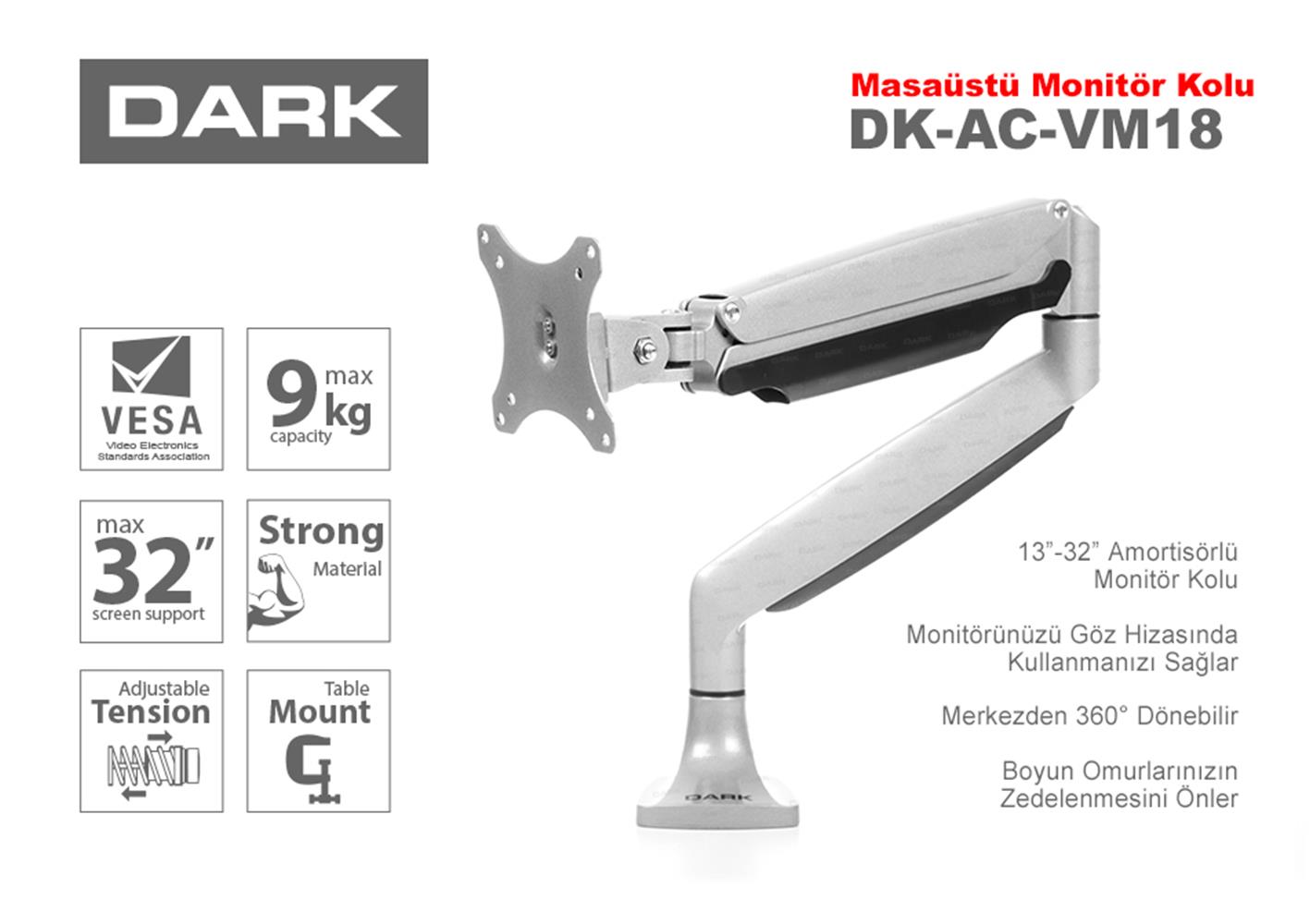 Dark DK-AC-VM-18 1x13-32 Monitör Destekli