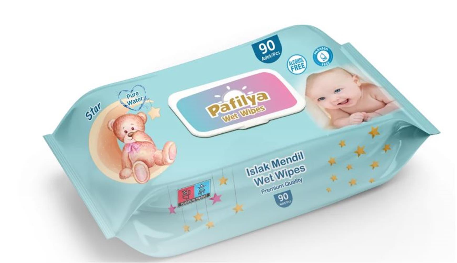 Pafilya Star Bebek Islak Havlu 90 lı (Alcohol Free- Paraben Free) Premium Quality Wet Wipes