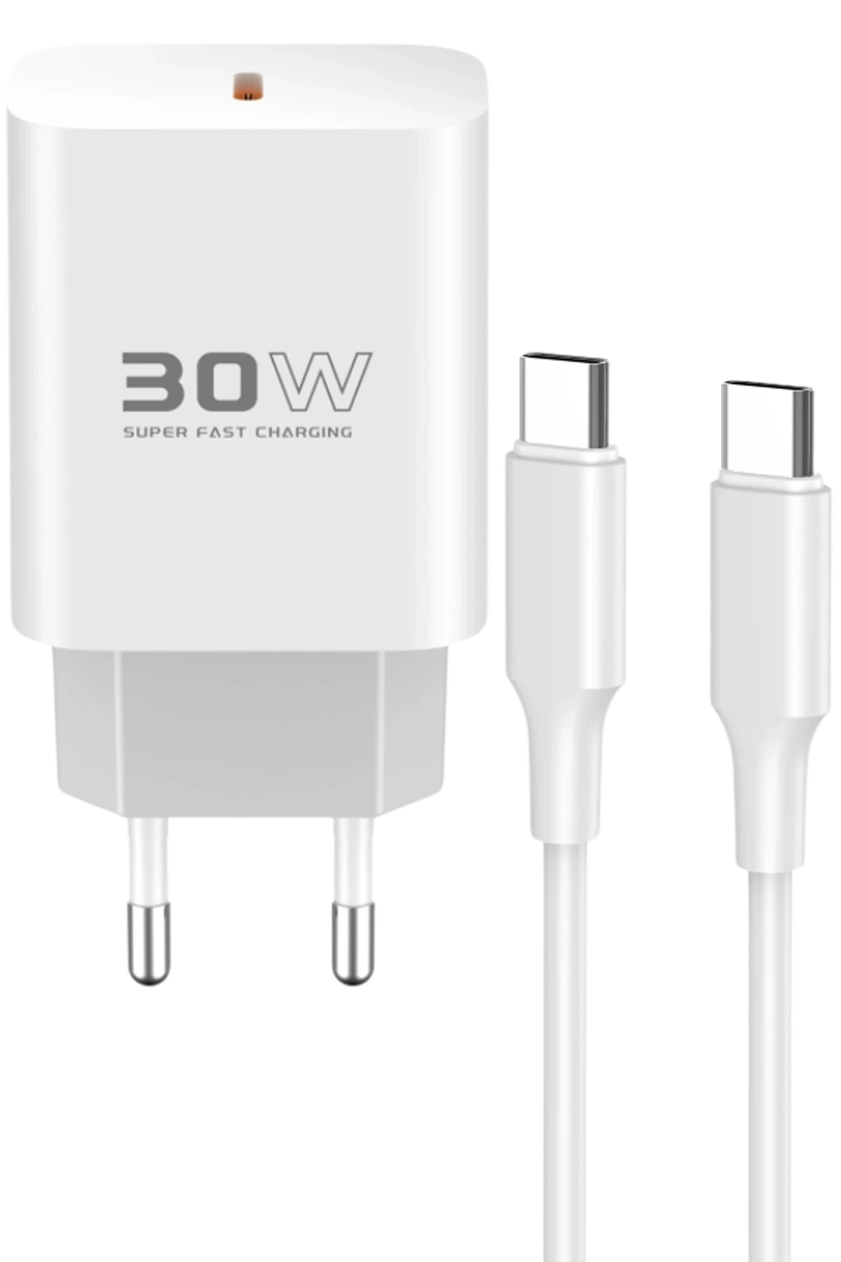 Konfulon C87C 30W Type-C Çıkışlı Ekstra DL51 1M Type-C to Type-C Kablolu PD Şarj Cihazı - Beyaz