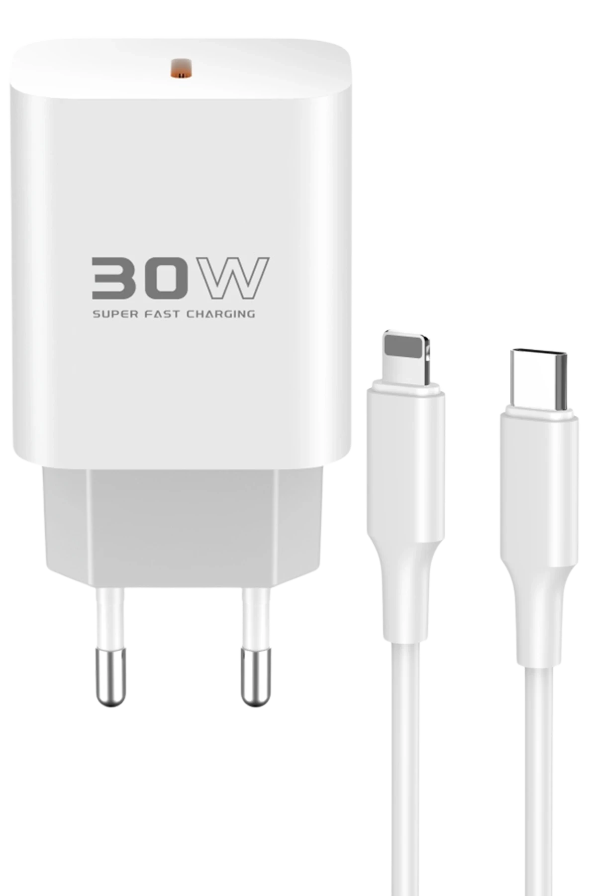 Konfulon C87C 30W Type-C Çıkışlı Ekstra DL50 1M Type-C to Lightning Kablolu PD Şarj Cihazı - Beyaz