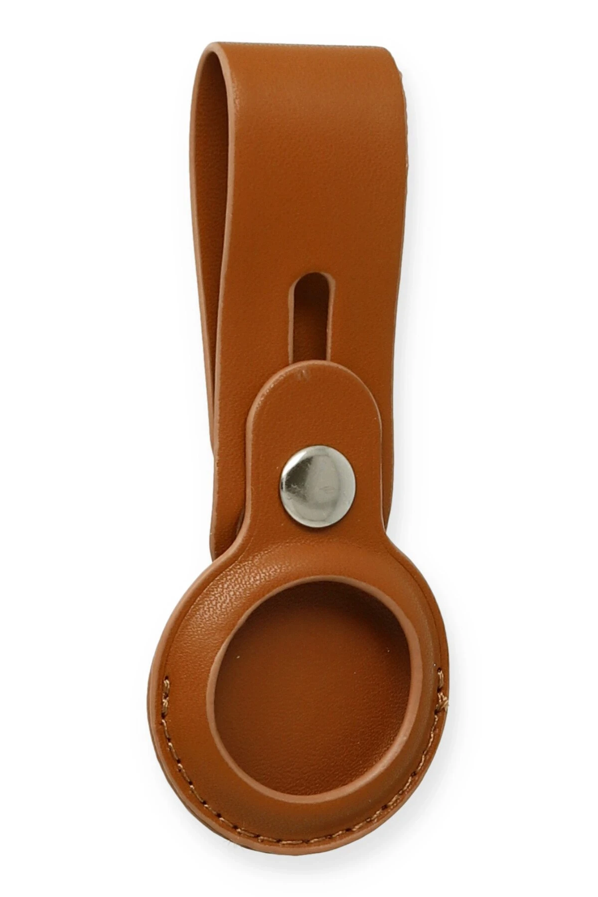 Newface Airtag Askılı Deri Kılıf - Taba