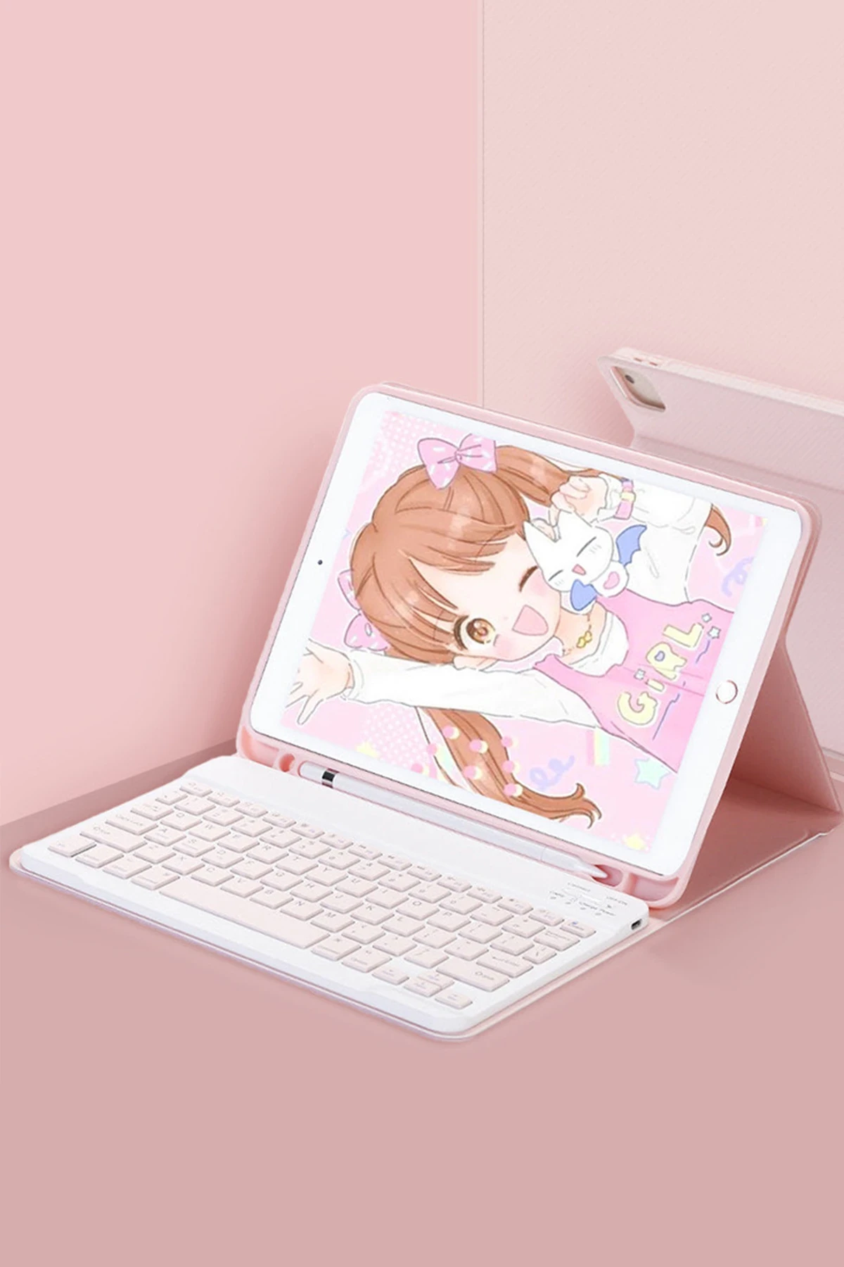 Newface iPad Pro 11 (2024) Kılıf KC01 Smart Klavyeli Tablet Kılıfı - Pembe