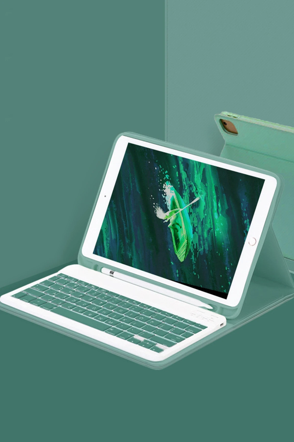 Newface iPad Pro 11 (2024) Kılıf KC01 Smart Klavyeli Tablet Kılıfı - Koyu Yeşil