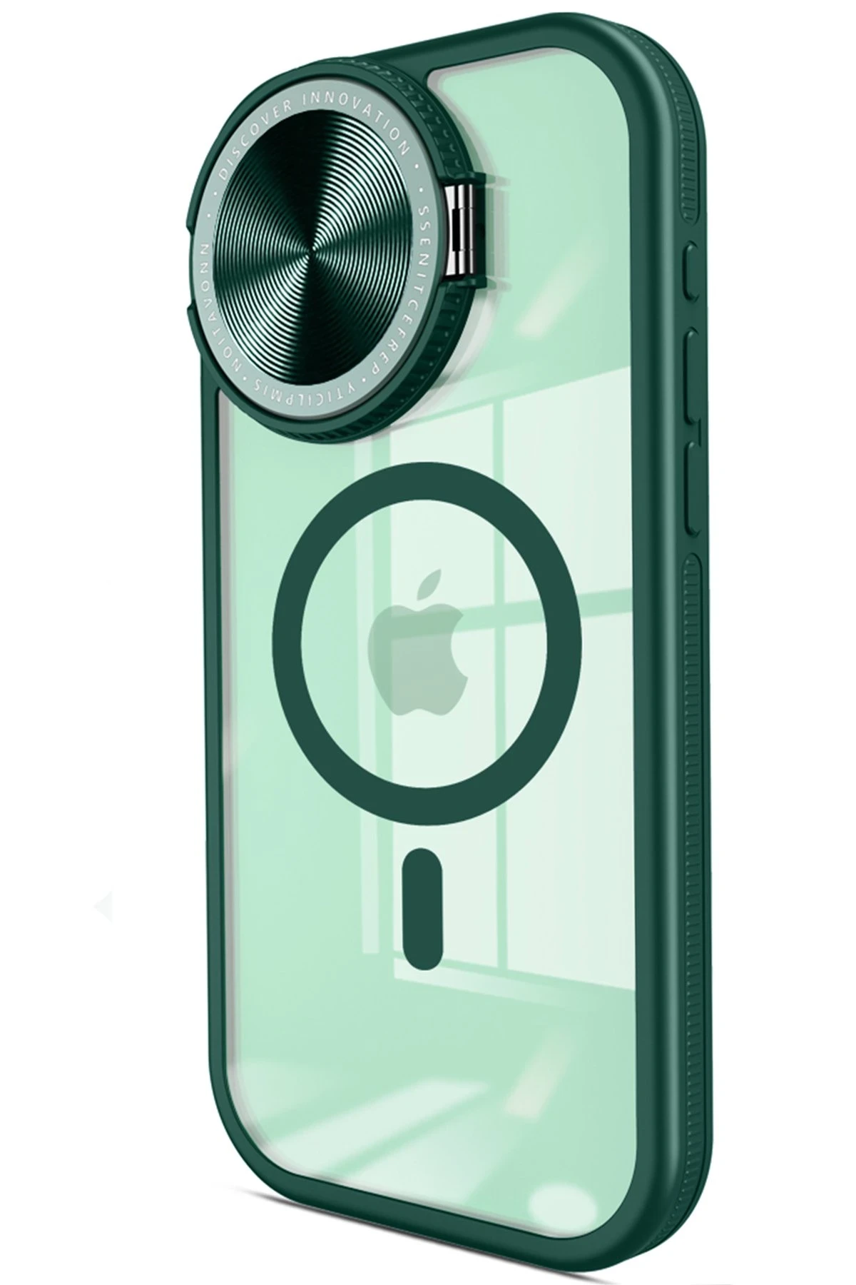 Newface iPhone 15 Pro Kılıf Teleskop Lens Magsafe Silikon Kapak - Koyu Yeşil