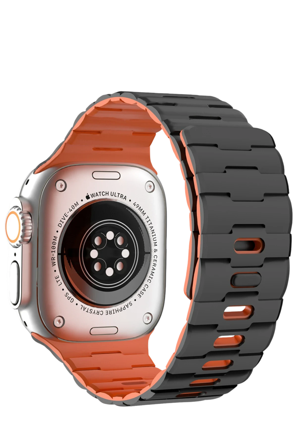 Newface Apple Watch Ultra 49mm Wowen Kordon - Siyah-Turuncu