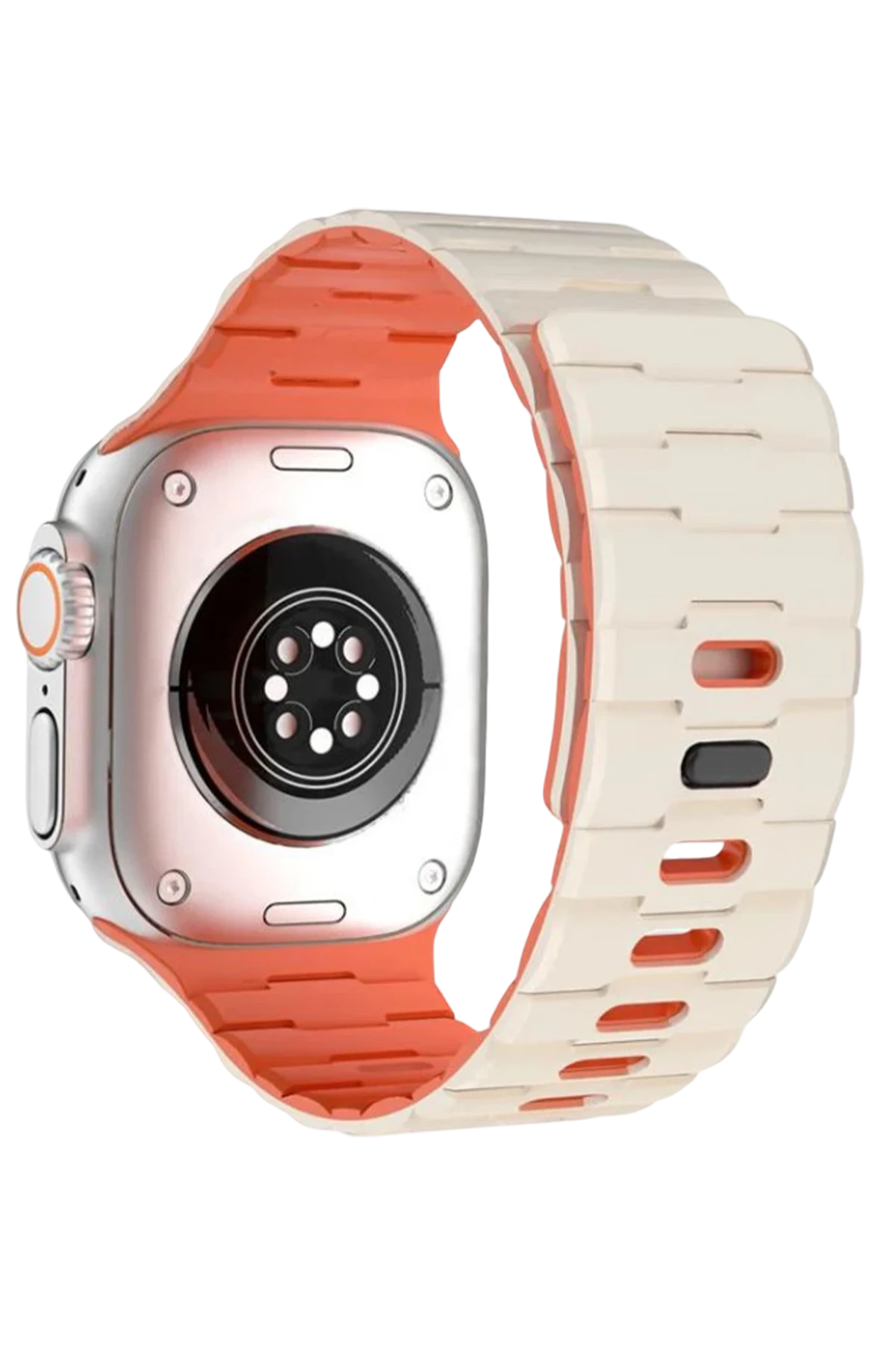 Newface Apple Watch Ultra 49mm Wowen Kordon - Beyaz-Turuncu