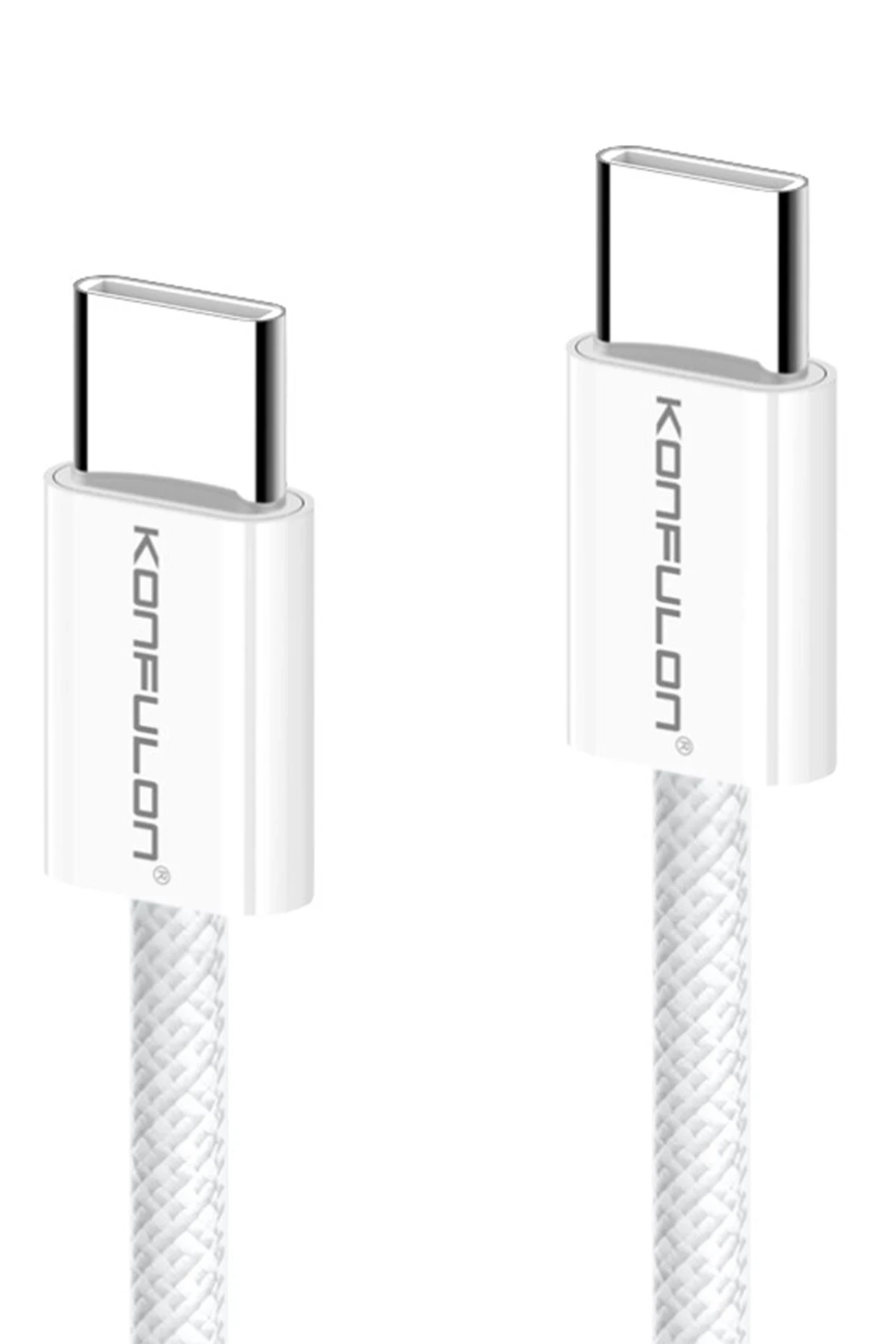Konfulon DC130 2M 60W Type-C to Type-C Örgülü Hızlı Şarj Kablosu - Beyaz