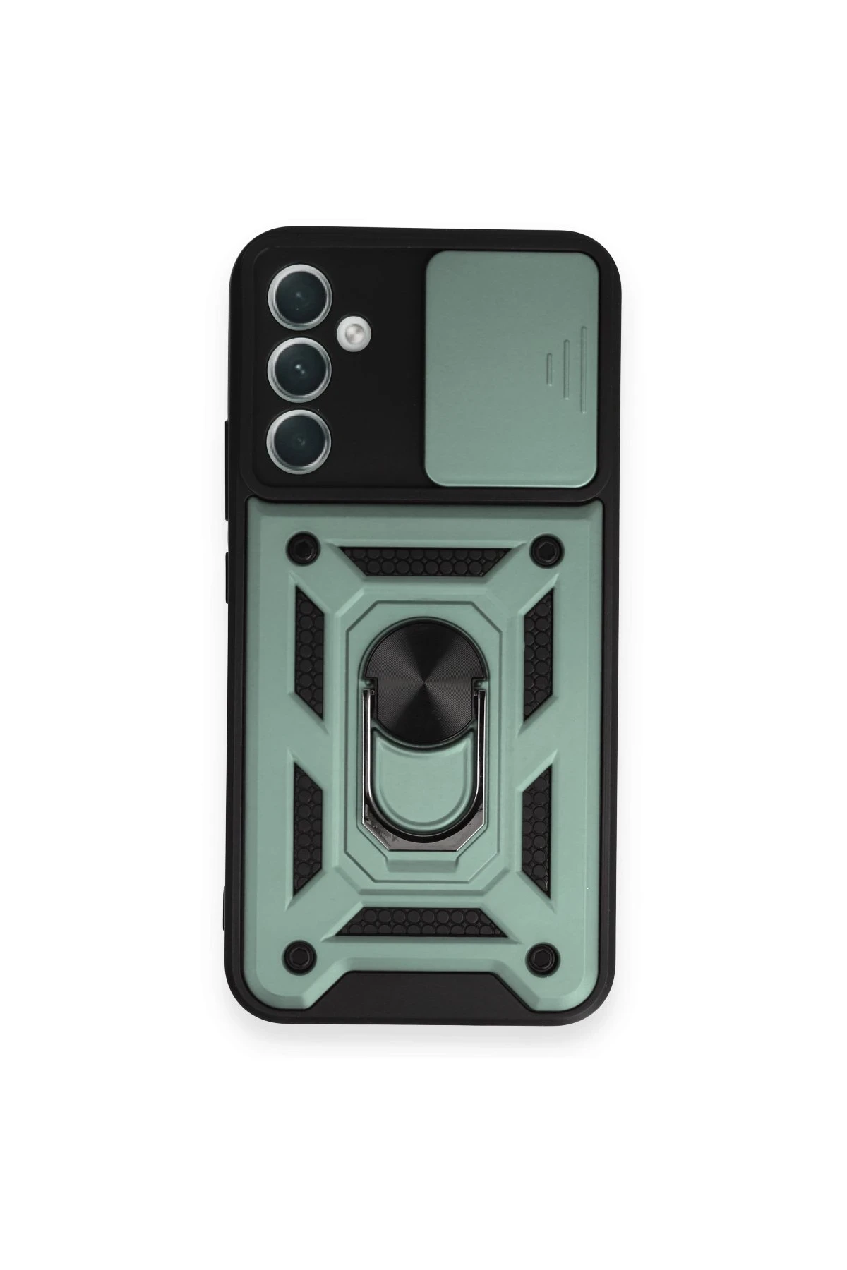 Newface Samsung Galaxy A54 5G Kılıf Pars Lens Yüzüklü Silikon - Yeşil