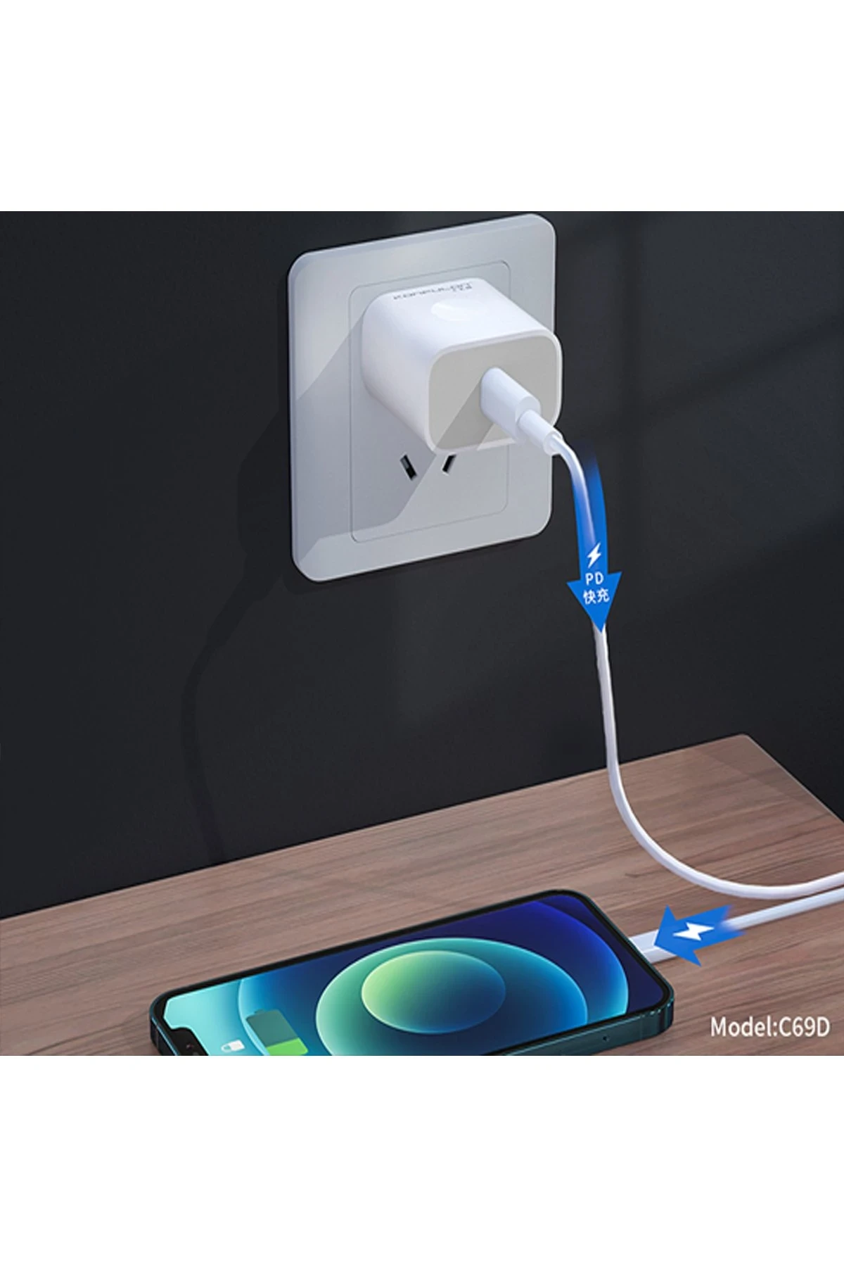 Konfulon C69D 20W + 1M 18W DC15 Type-C to Type-C Kablolu PD Şarj Cihazı