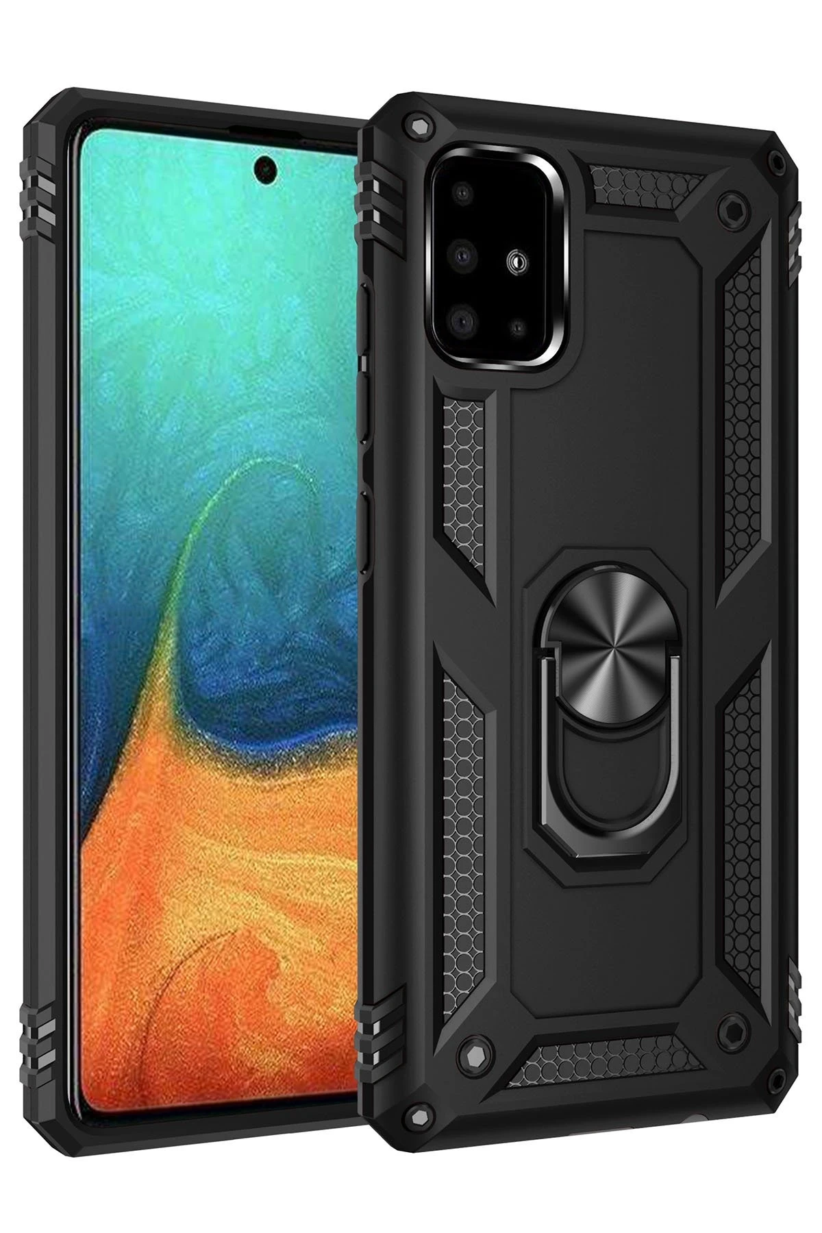 Newface Samsung Galaxy A71 Kılıf Sofya Yüzüklü Silikon Kapak - Siyah