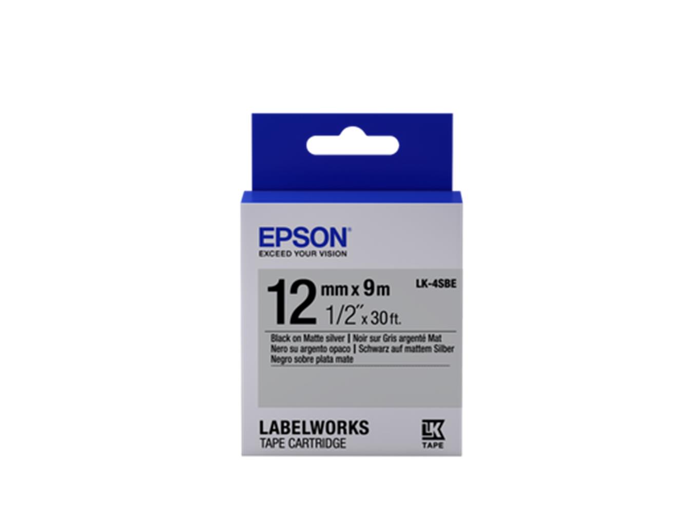 Epson LK-4SBE Gümüş Üzeri Siyah 12mm 9Metre Etiket