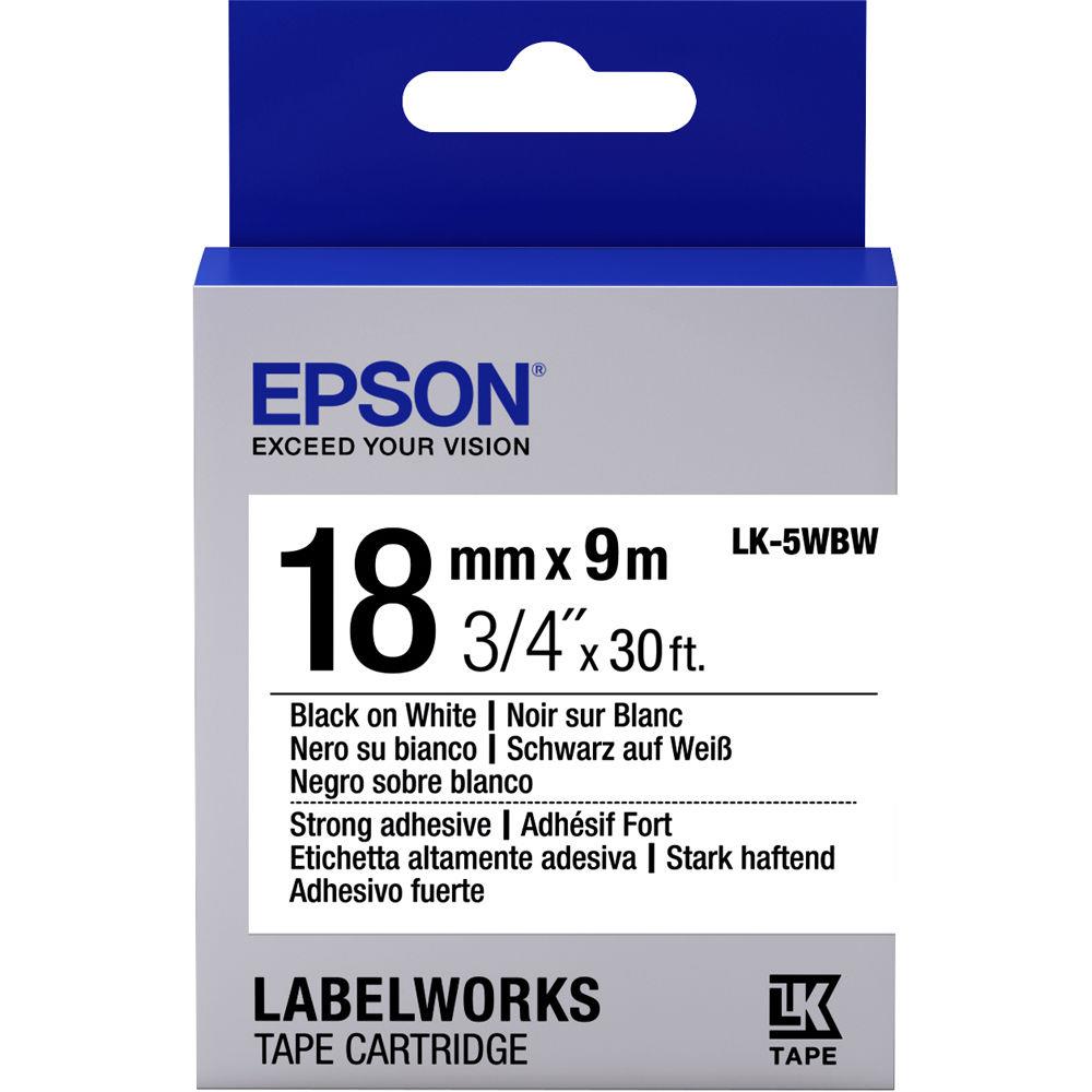 Epson LK-5WBW Güçlü Yapışkanlı Beyaz Üzeri Siyah 18mm 9Metre Etiket