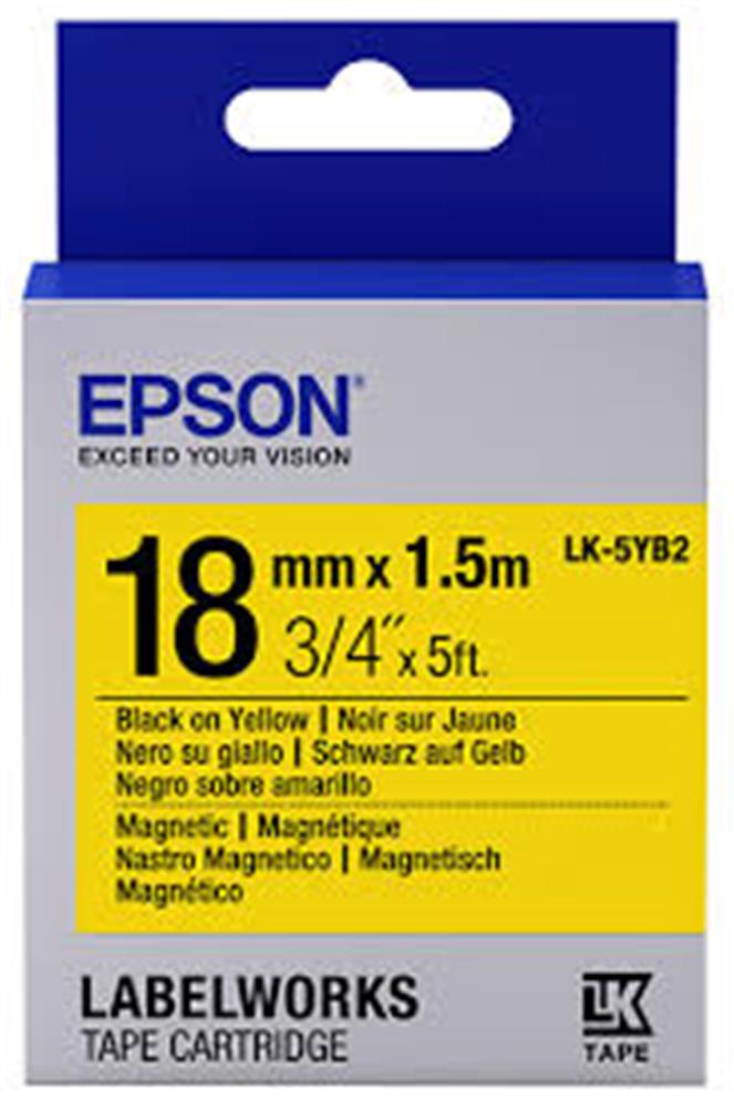 Epson LK-5YB2 Mıknatıslı Sarı Üzeri Siyah 18mm 9Metre Etiket