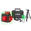 KOBB KBL34GTP 40 Metre Profesyonel Li-ion Şarjlı 3X360⁰ Otomatik Hizalamalı Yeşil Çapraz Çizgi Lazer Distomat+Tripod