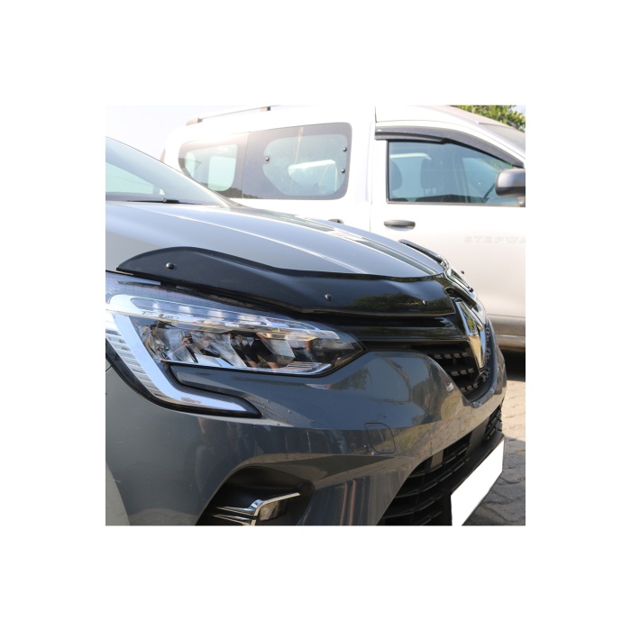 Ön Kaput Koruma Rüzgarlığı Renault Clio 5 2020- (3MM AKRİLİK (ABS) Parlak Siyah)