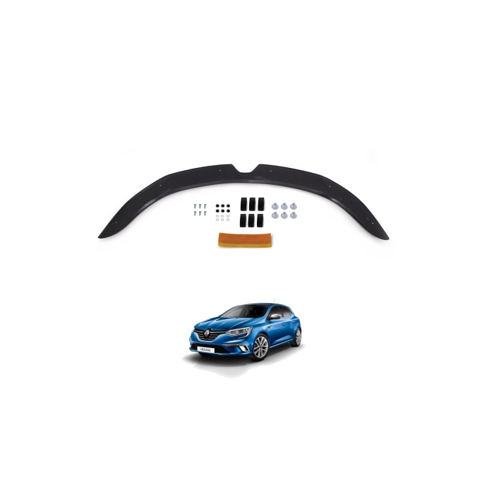 Ön Kaput Koruma Rüzgarlığı Renault Megane 4 2016- (3MM AKRİLİK (ABS) Parlak Siyah)