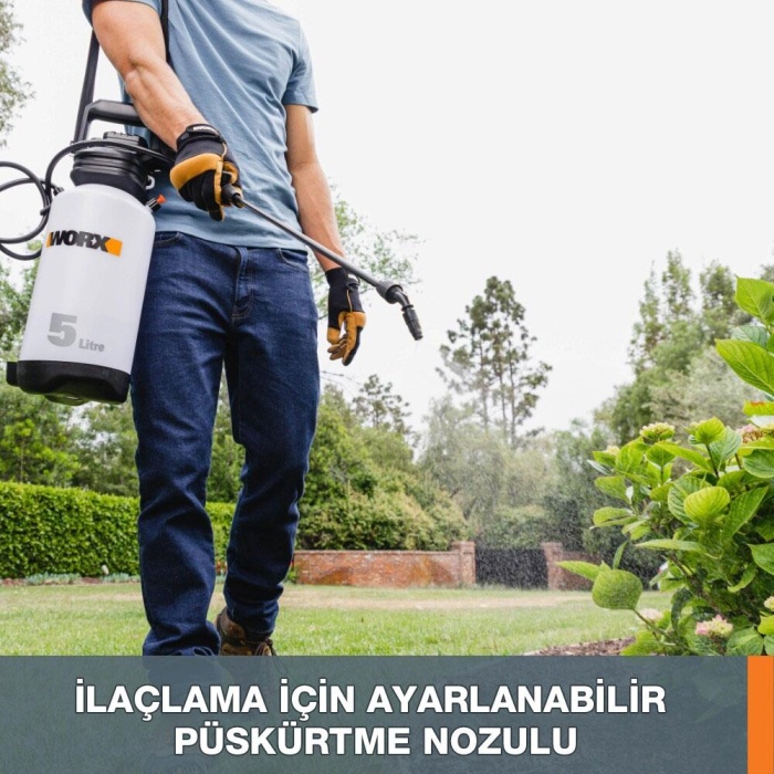 WORX WG829E 20Volt 2.0Ah. Li-ion 5Lt. Omuz Askılı Basınçlı İlaçlama ve Dezenfektan Pompası