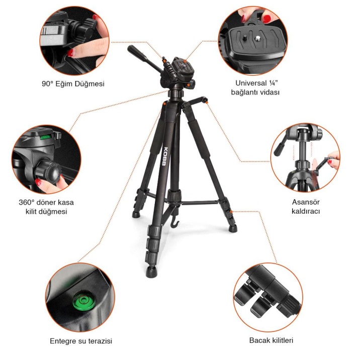 KOBB KBL20T 160CM Su Terazili Profesyonel Alüminyum Lazer Tripod