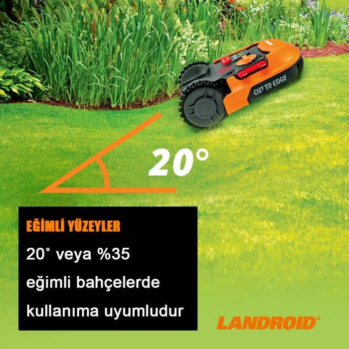 WORX WR165E 20Volt 2.0Ah. 18CM LANDROID Tam Otonom Kömürsüz Çim Biçme Robotu