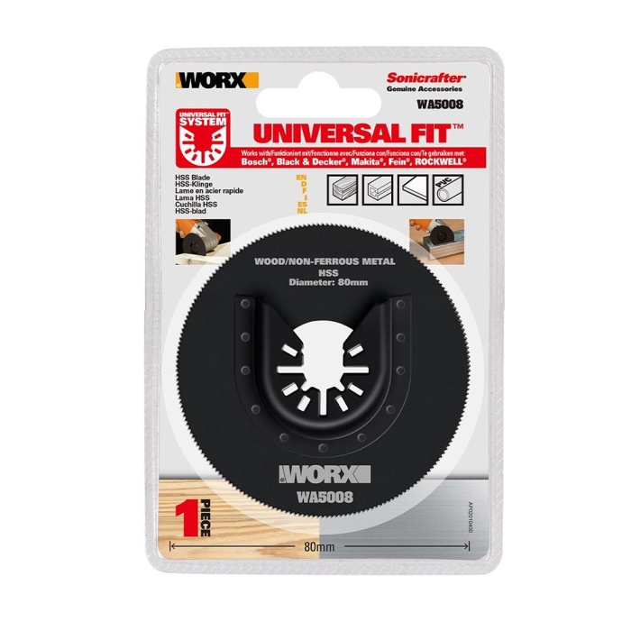 WORX WA5008 Çok Amaçlı Raspalama Makinası İçin 80mm 360˚ Metal, Ahşap, Fiberglas, PVC Universal Kesme Bıçağı