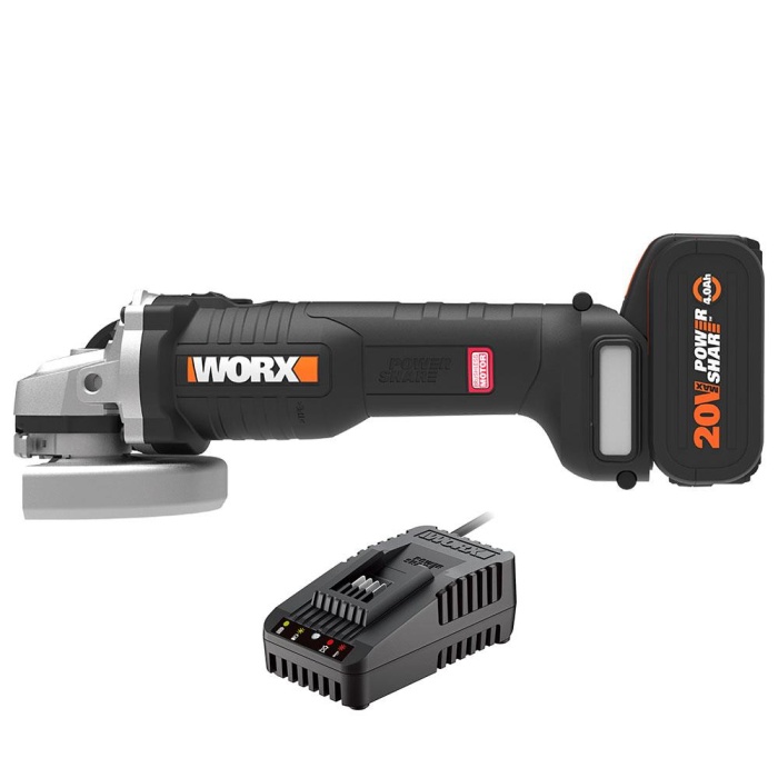 WORX WX812.9C 20Volt 2.0Ah. 125mm Kömürsüz Profesyonel Tek Akülü Şarjlı Avuç Taşlama